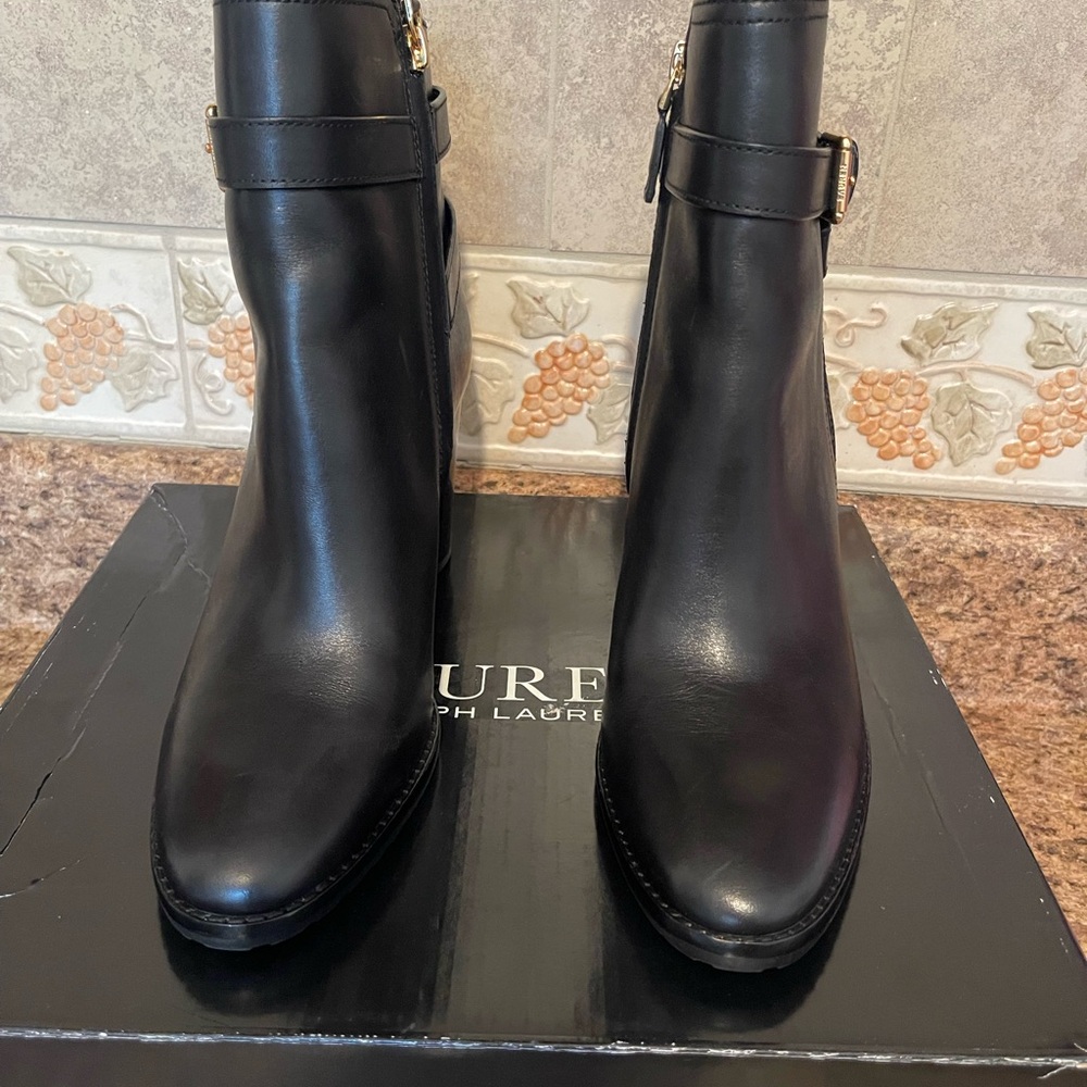 Ralph Lauren Leather  Boots Black